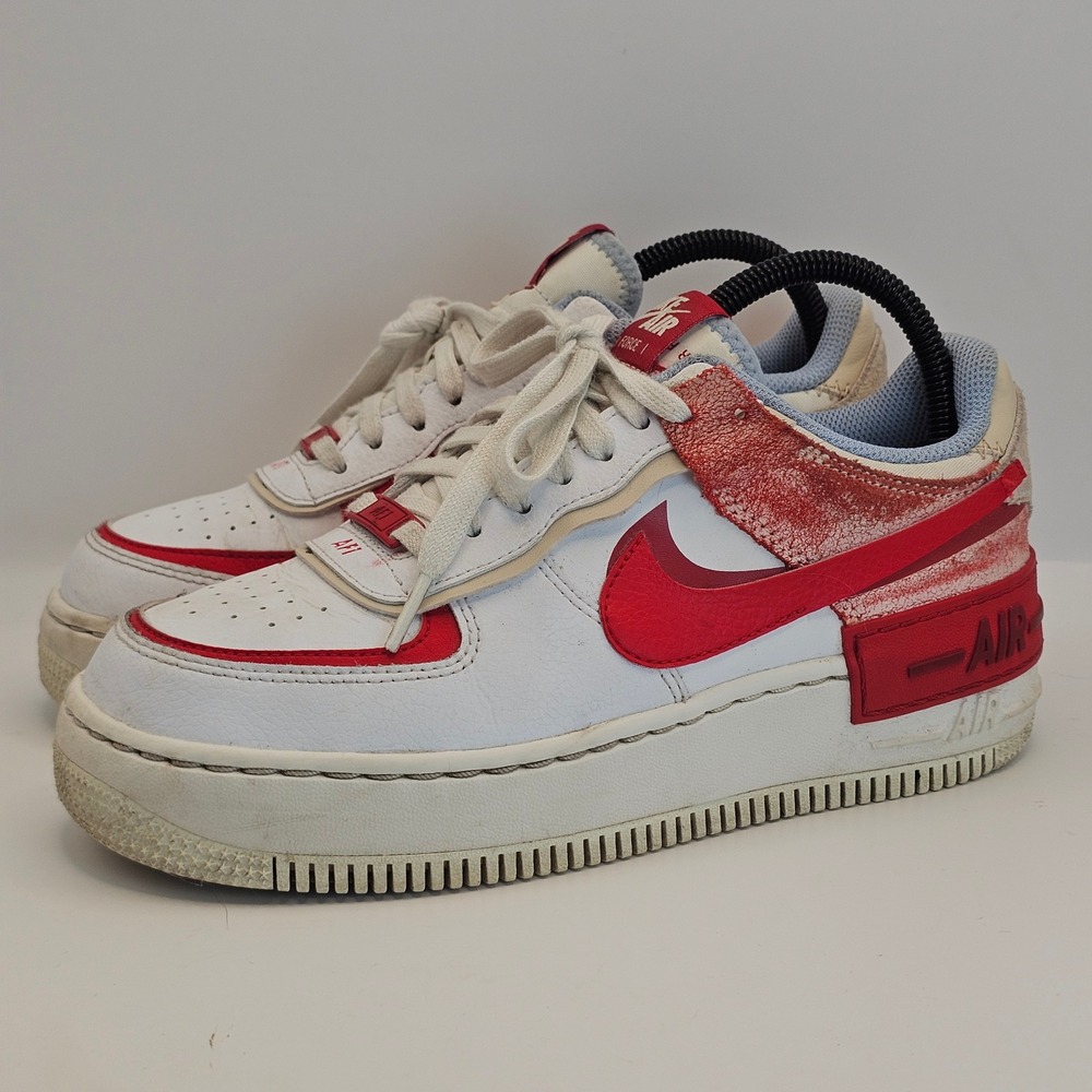 Nike Air Force 1 Shadow White University Red Womens 7.5 CI0919-108 Sneaker